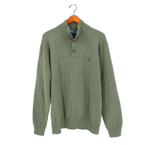 Polo Ralph Lauren Other - NWT Polo Ralph Lauren Buttoned Mock Neck Sage Green Cotton Pullover Sweater XXL